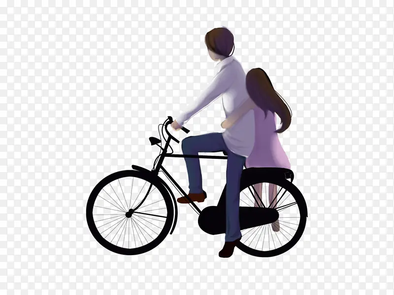 骑自行车的情侣一