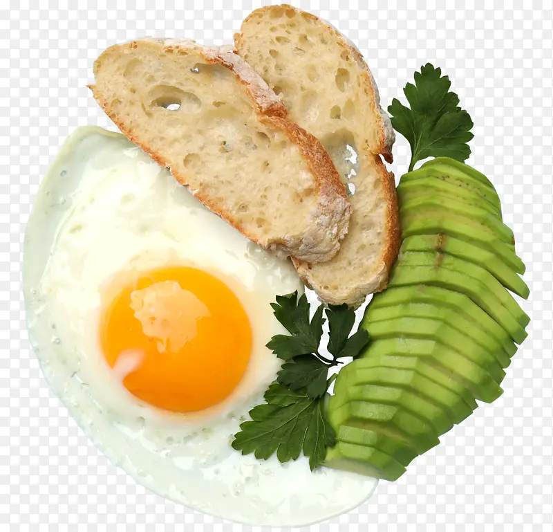 健康的鸡蛋加牛油果和面包的早餐