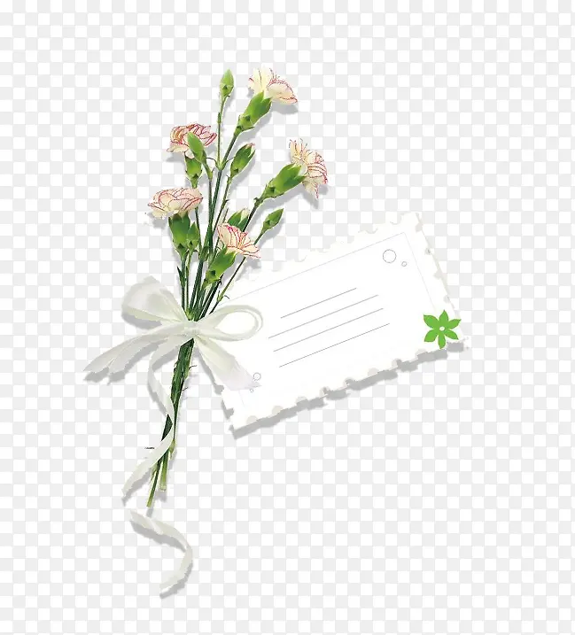 教师节带信封的康乃馨白色信封