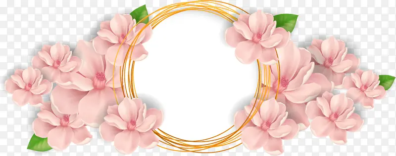 粉色花卉花环边框