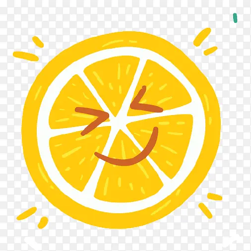 手绘橘片 柠檬片  卡通柠檬水果元素