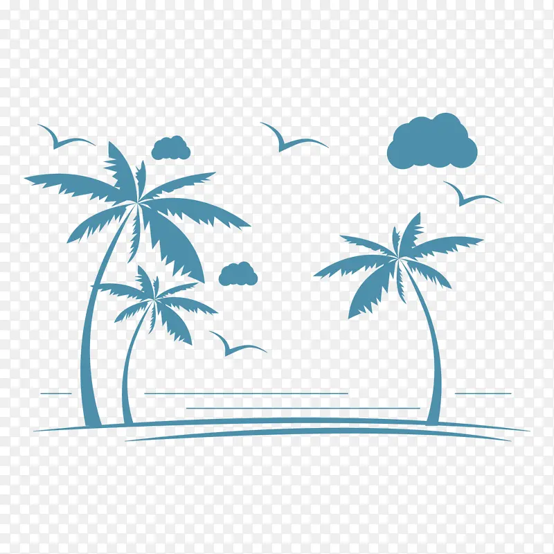 海边旅游度假椰子树剪影