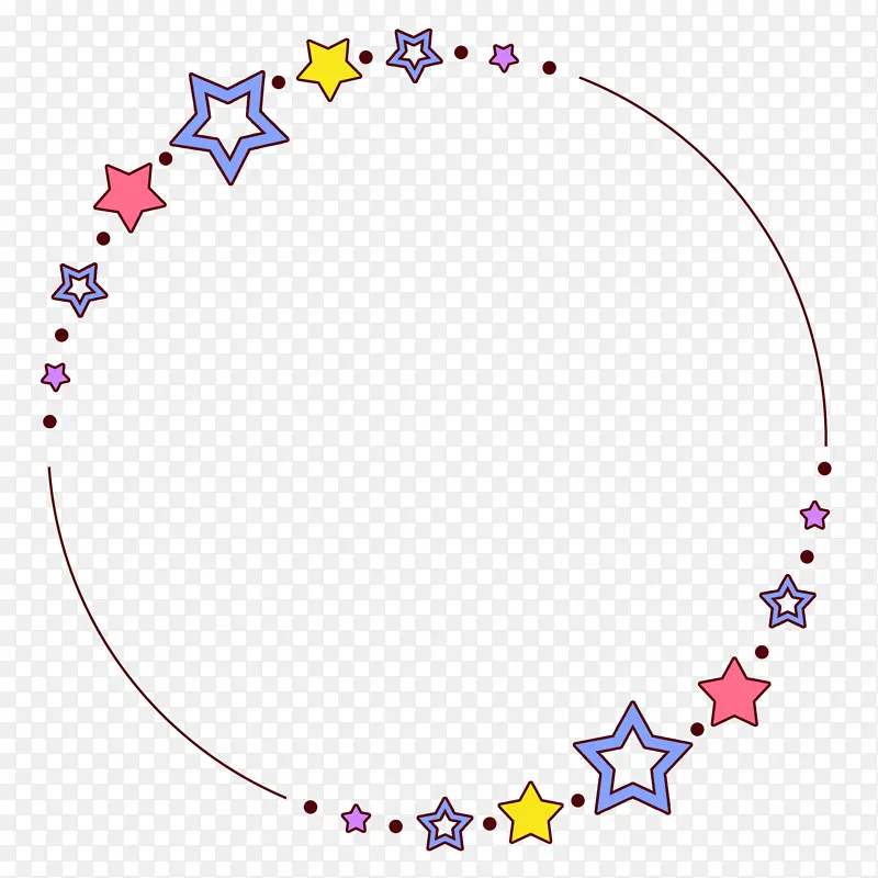 彩色星星圆形边框设计