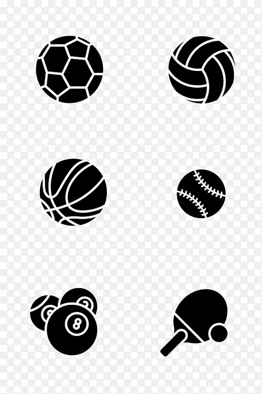 黑色篮足球网排球运动体育图标