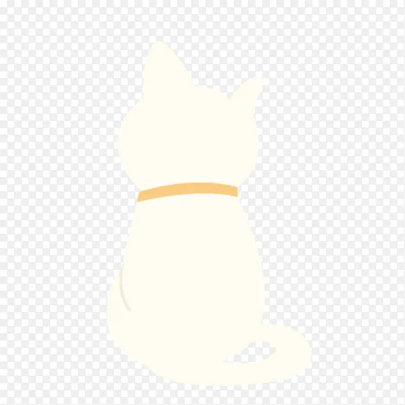 一只白色坐着的卡通猫背影免抠图
