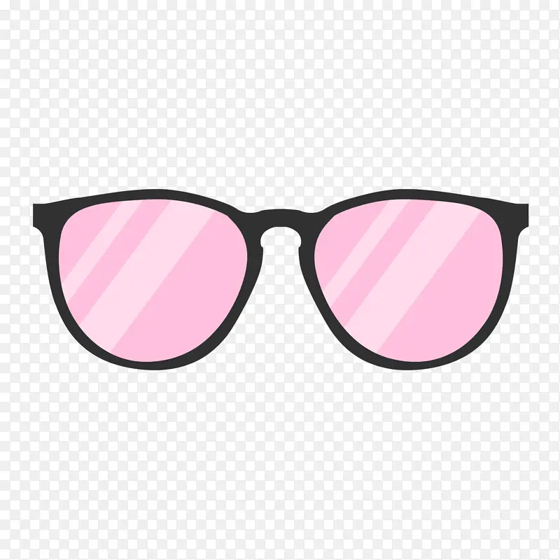 粉红色手绘矢量卡通眼镜镜框免抠素材