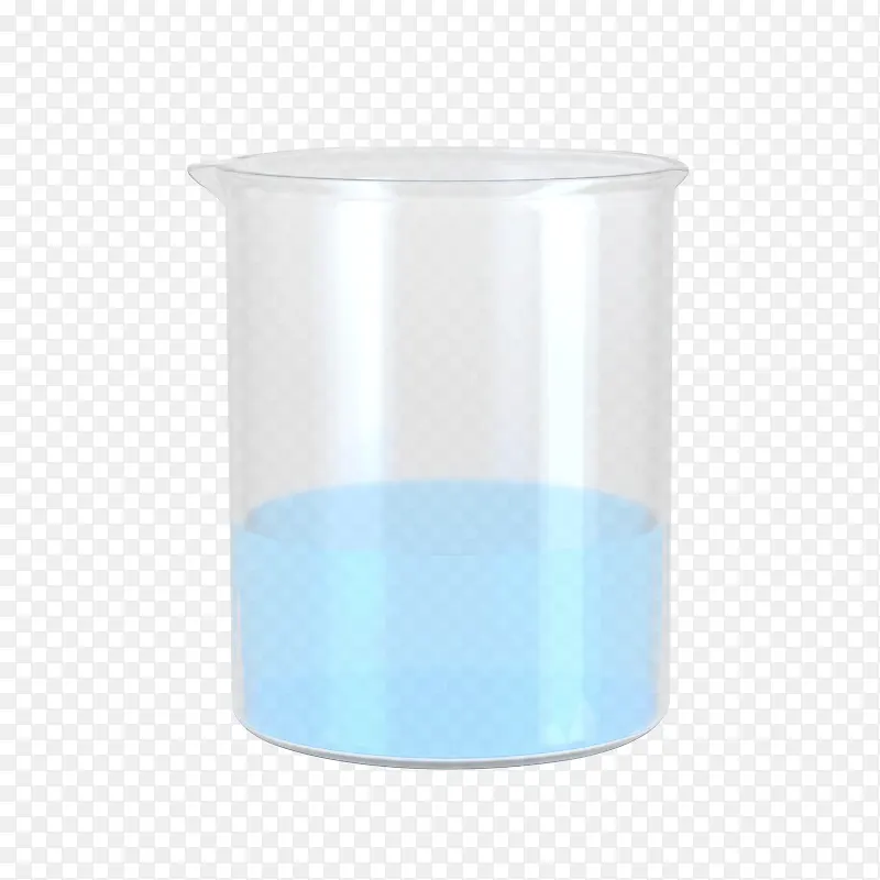 蓝色液体透明玻璃烧杯