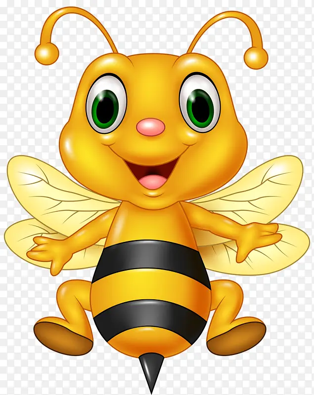 手绘卡通可爱的黄色小蜜蜂