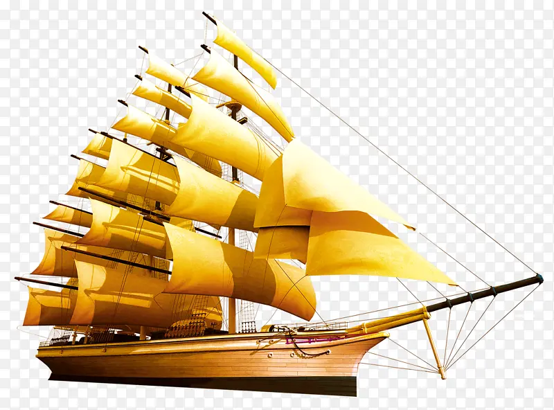 乘风破浪的金色帆船
