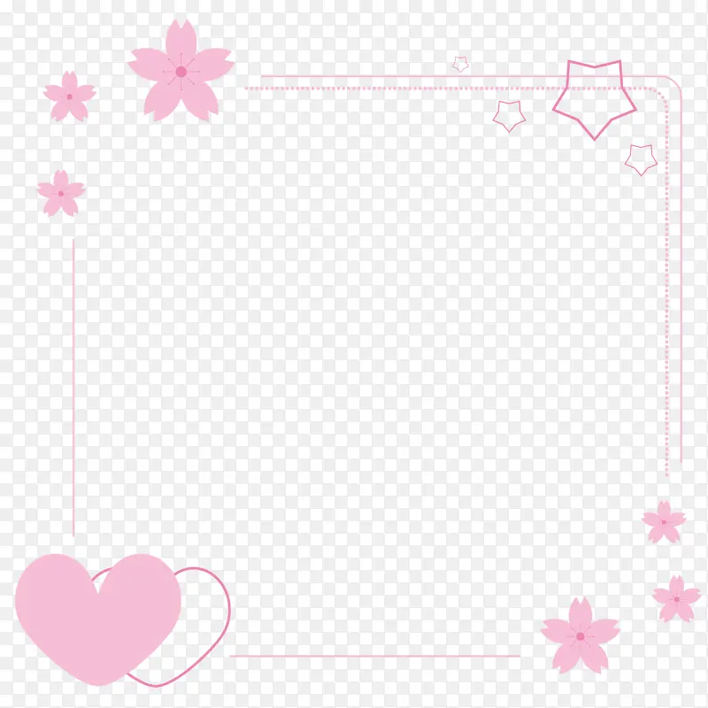 情人节粉色樱花爱情矢量边框素材免抠图
