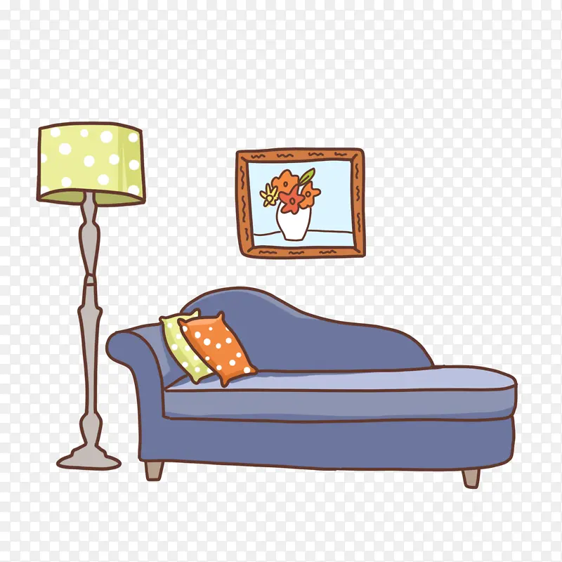 卡通沙发椅和挂画PNG免抠素材