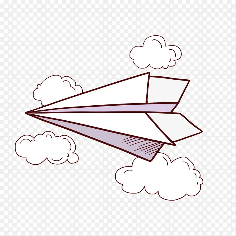简约线条纸飞机和云朵卡通PNG免抠素材