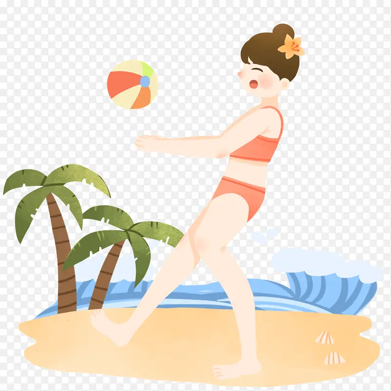 夏日沙滩排球女孩