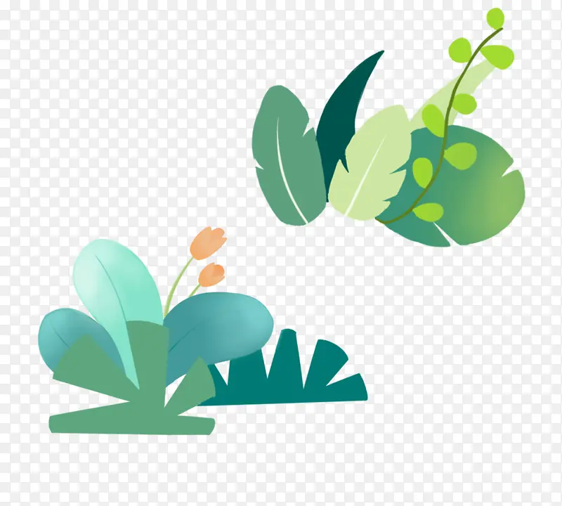 树叶手绘原创海报绿色矢量元素植物