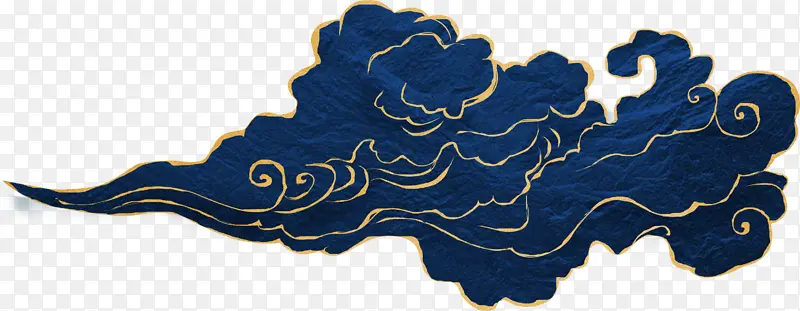 中式金色描边的蓝色云朵