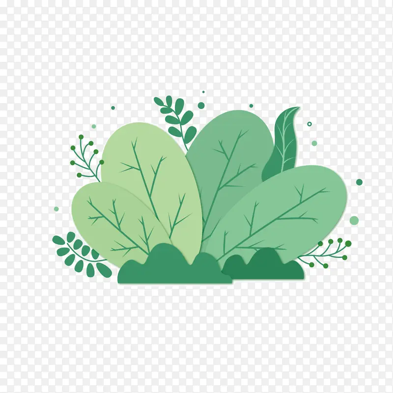 卡通绿色春季植物元素