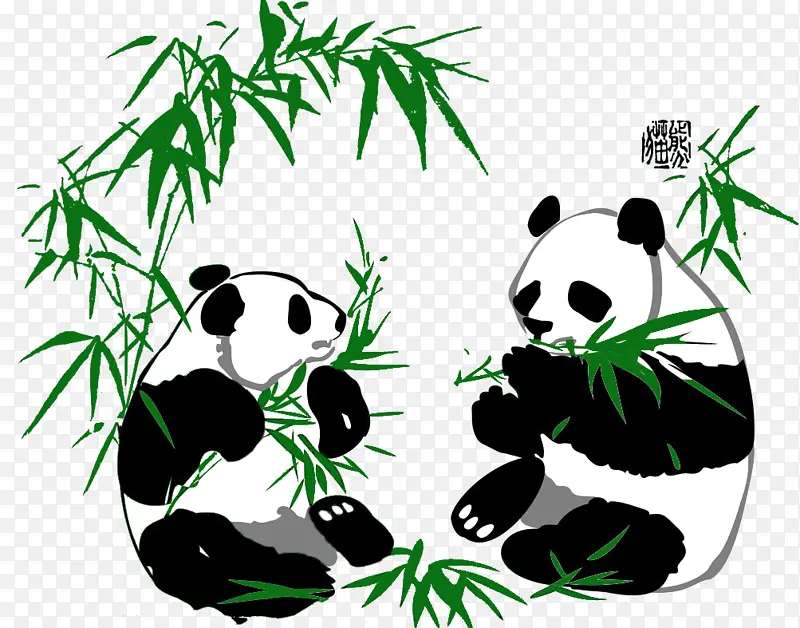 只是上了色熊猫吃竹子