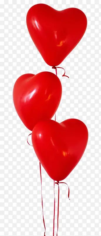 三个红色的心形气球