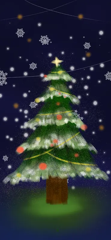 圣诞树手绘风格