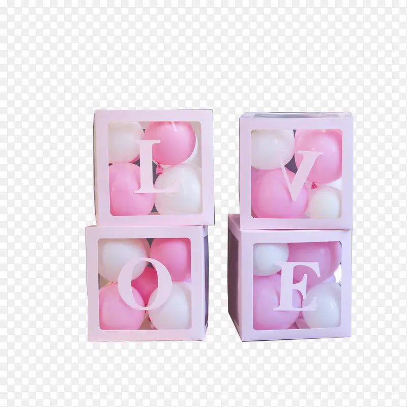 生日粉白色气球盒子