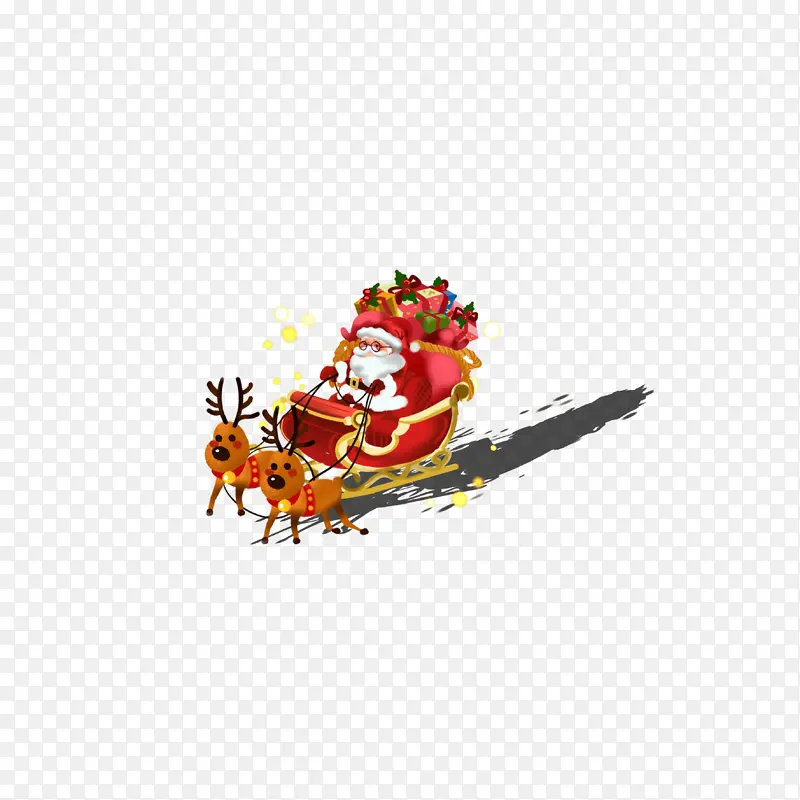 卡通圣诞老人派礼物雪橇车