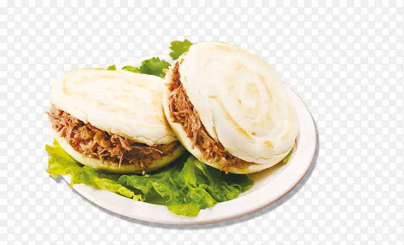 一碟肉夹馍和生菜