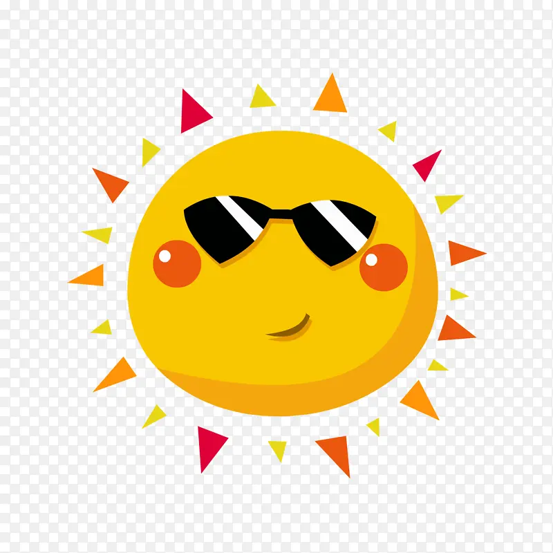 戴眼镜的手绘暖暖黄色可爱的太阳笑脸
