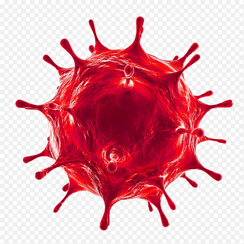 红色Covid 19细菌3D渲染病毒图片