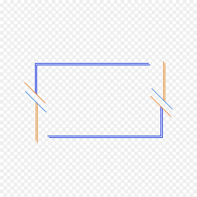 蓝橙色科技感线条边框