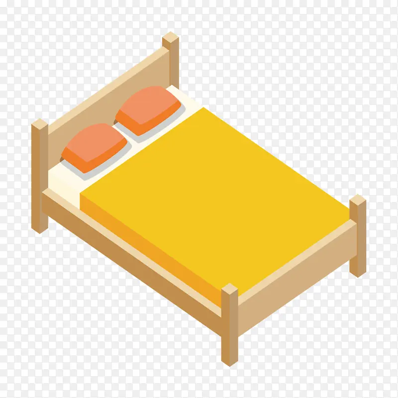 2.5D黄色木板床家具