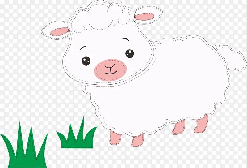 可爱的小羊羔在吃草