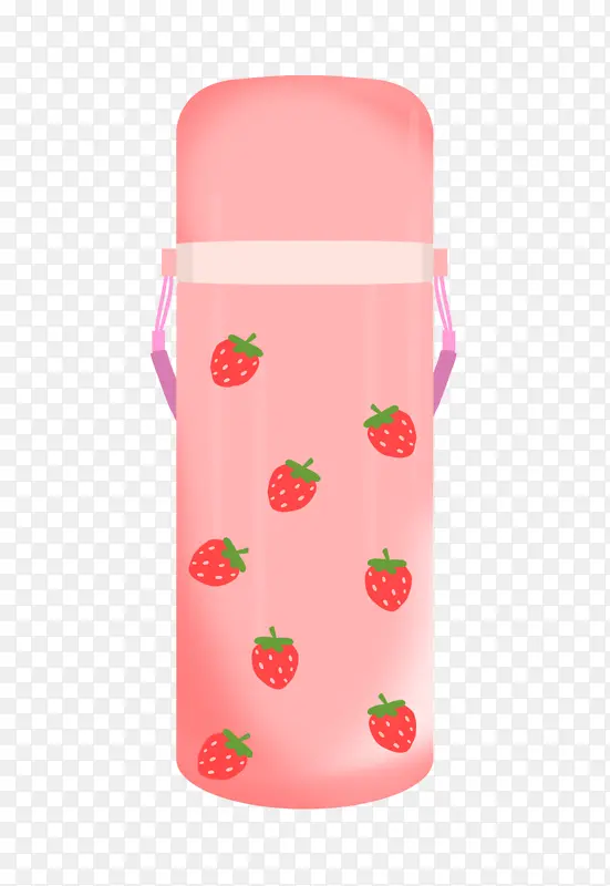 粉色草莓水杯插画