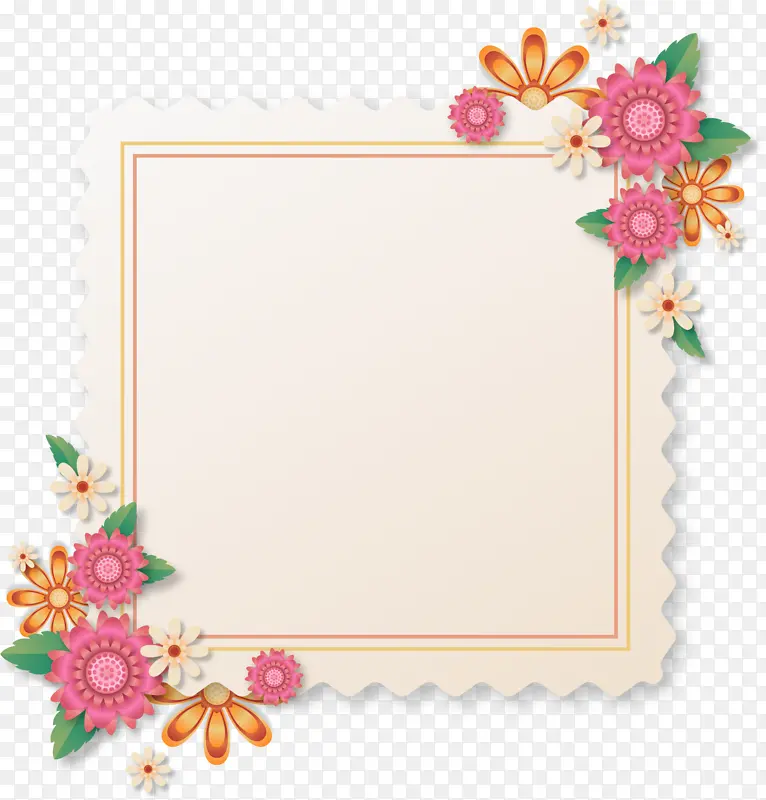 邮票式花卉边框