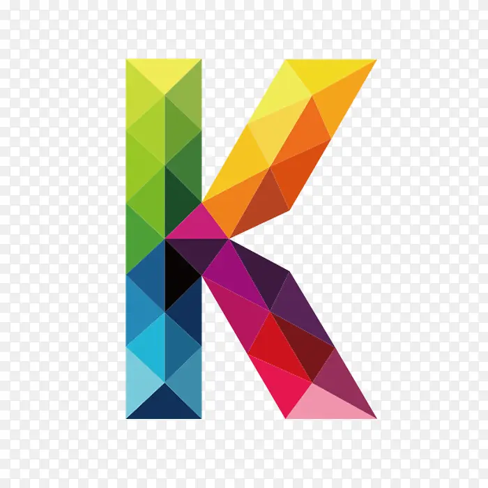 彩色拼接字母K
