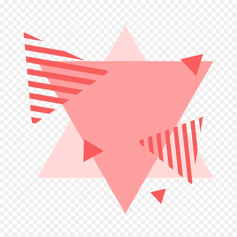 粉色红色系三角组合元素标签