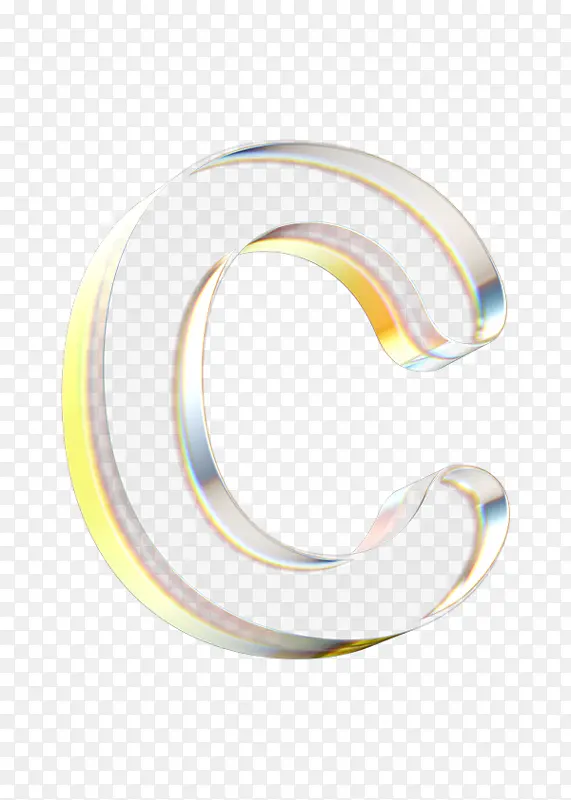 立体水晶透明金边字母C