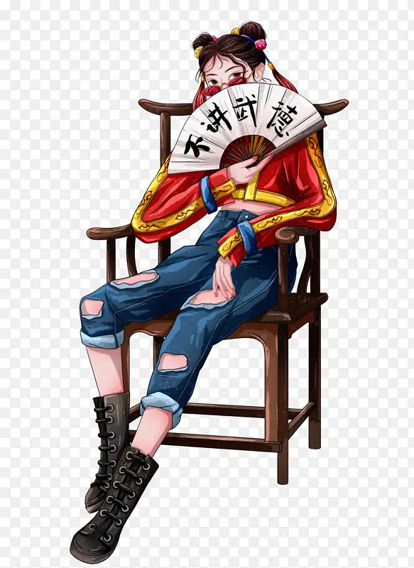 国潮酷女孩插画