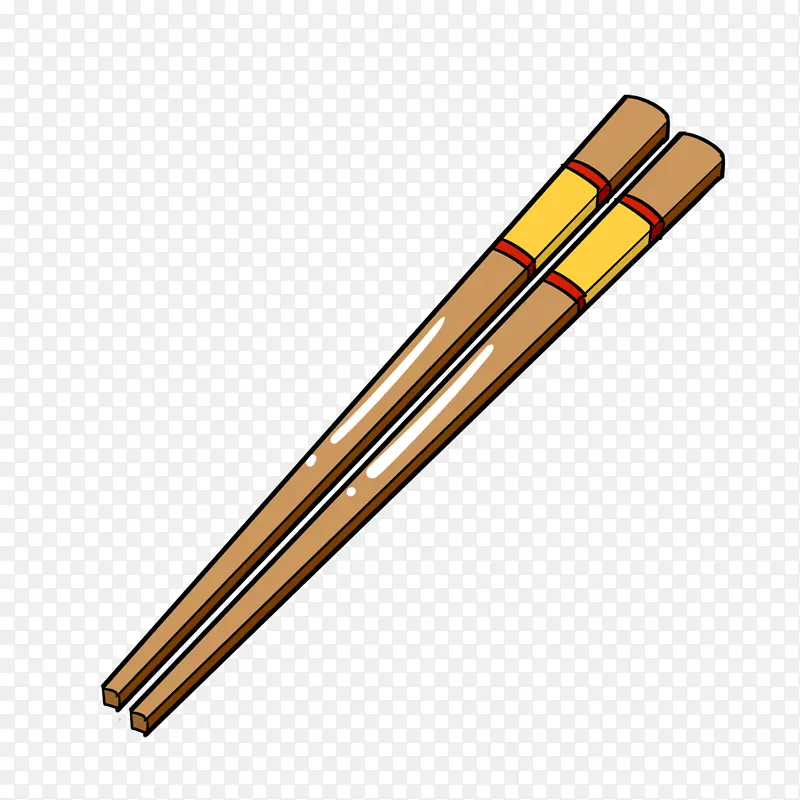 手绘木质筷子插画卦
