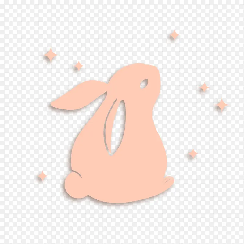 粉色中秋兔子星星元素