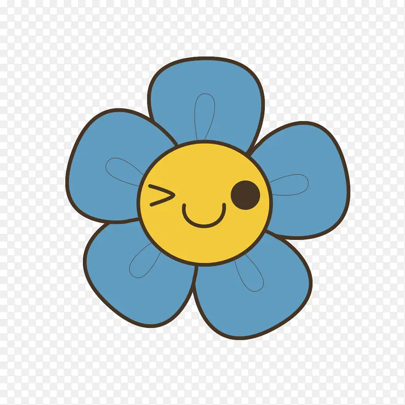 笑脸蓝色太阳花