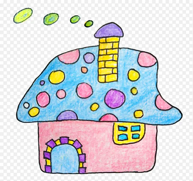 创意手绘卡通蘑菇房子