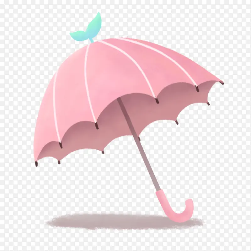 插画手绘清新风雨伞粉色