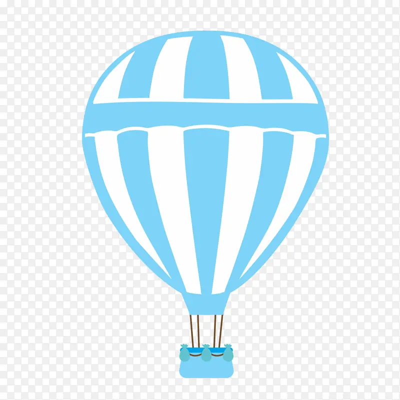 卡通蓝色热气球漂浮插画
