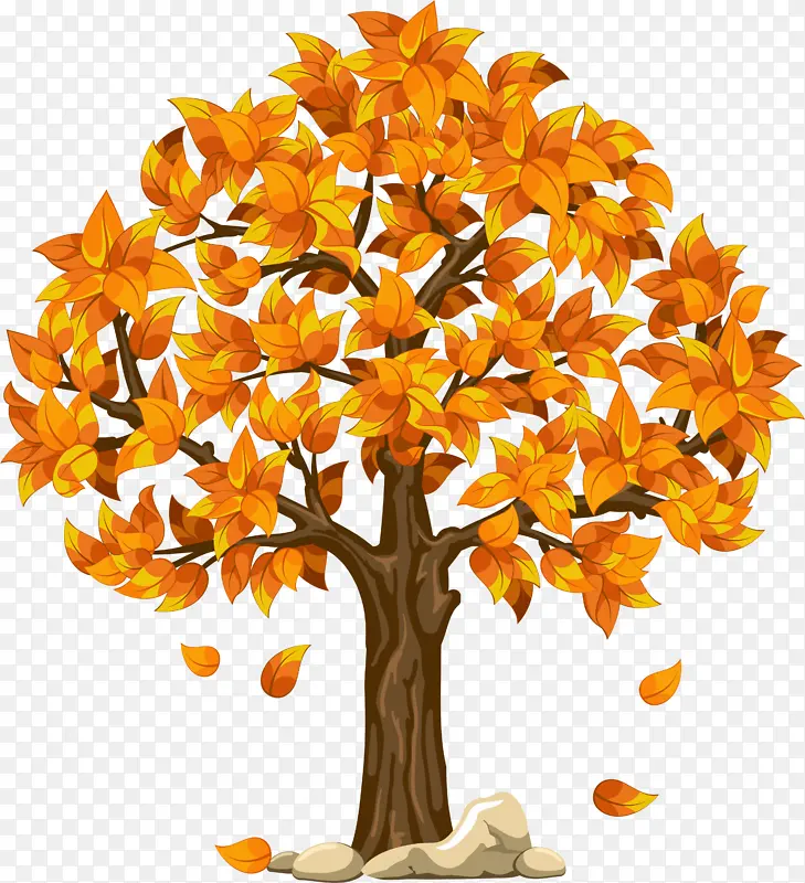 高清插画素材一棵秋天的树