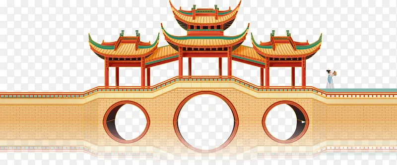 中国风桥梁古建筑