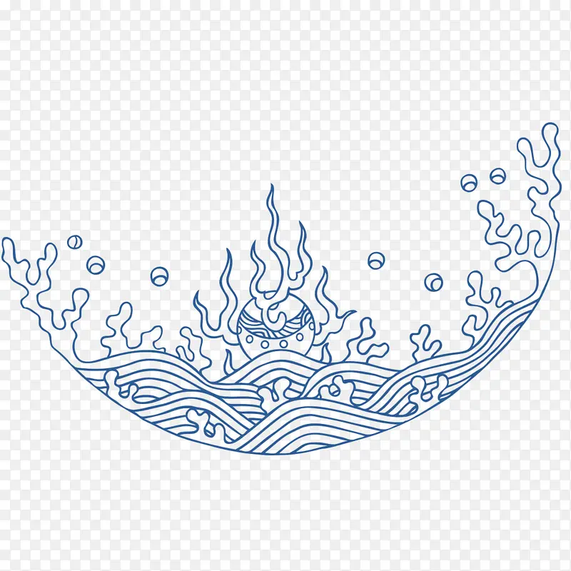 手绘 海浪 底纹 水 大海 波浪