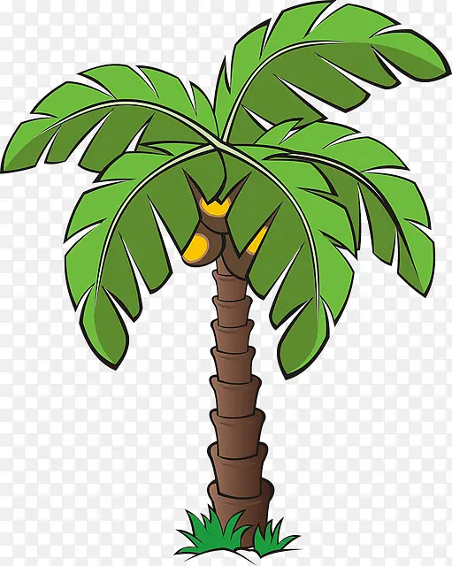 卡通海岛上的椰子树
