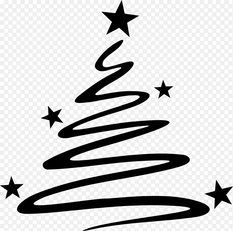 圣诞节，圣诞树，星星，简笔画，线条，