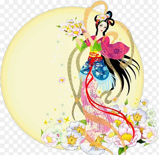 中秋节月亮古典美女