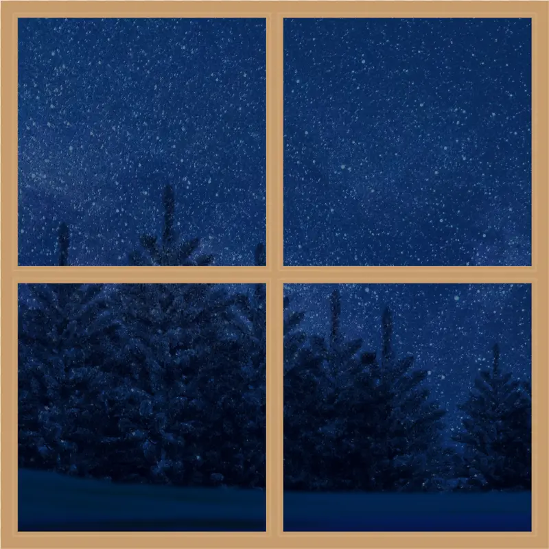 窗户 黑夜 星空 窗帘